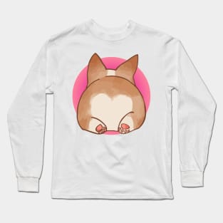 Watercolor Corgi Fluffy Butt Long Sleeve T-Shirt